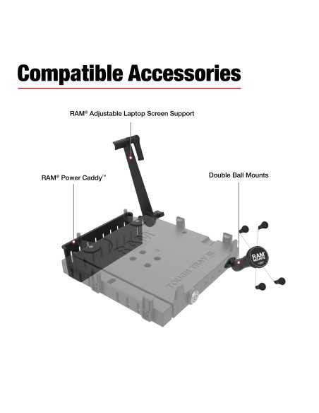RAM® No-DrillT Laptop Mount for '15-26 Ford F-150, '17-26 F-250 + More
