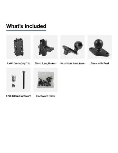 RAM®&nbsp;Quick-GripT&nbsp;XL Phone Holder with Fork Stem Wedge Base - Short