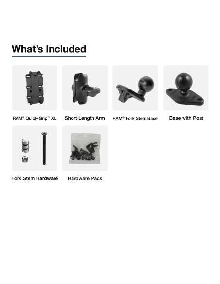 RAM®&nbsp;Quick-GripT&nbsp;XL Phone Holder with Fork Stem Wedge Base - Short