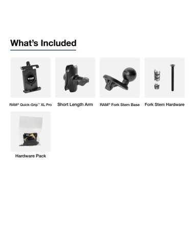RAM®&nbsp;Quick-GripT&nbsp;Pro XL Phone Mount with Fork Stem Wedge Base - Short