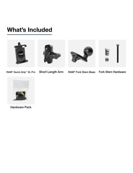 RAM®&nbsp;Quick-GripT&nbsp;Pro XL Phone Mount with Fork Stem Wedge Base - Short