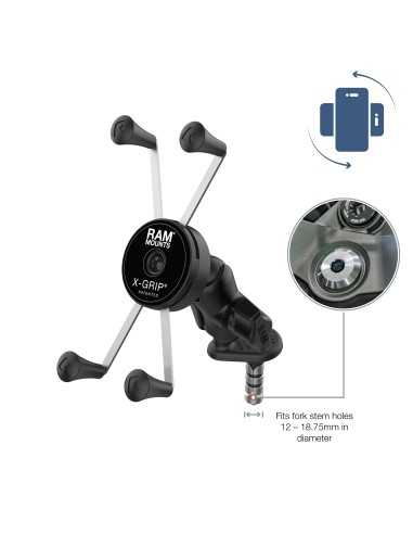 RAM®&nbsp;Rotating X-Grip®&nbsp;Large Phone Holder with Fork Stem Base - Short