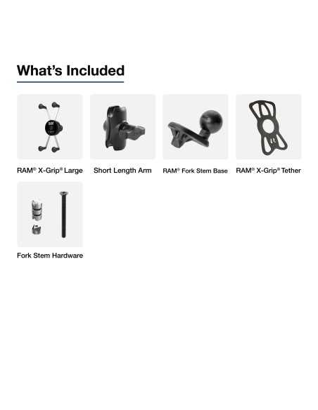 RAM®&nbsp;Rotating X-Grip®&nbsp;Large Phone Holder with Fork Stem Base - Short