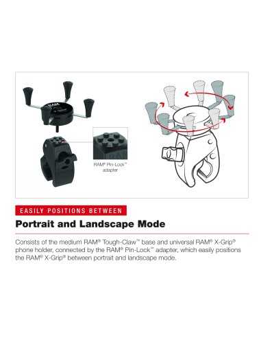 RAM® X-Grip® Phone Mount with Low-Profile Medium Tough-ClawT